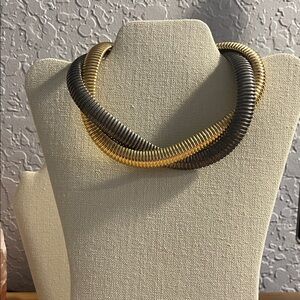 Elegant Gold and Silver/Gray Coil/flexible Necklace Choker